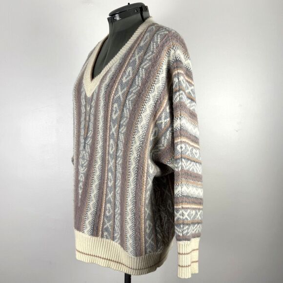 POL Oversized Knit Sweater M | Aztec Pattern Boho Slouchy Pullover - Picture 2 of 10